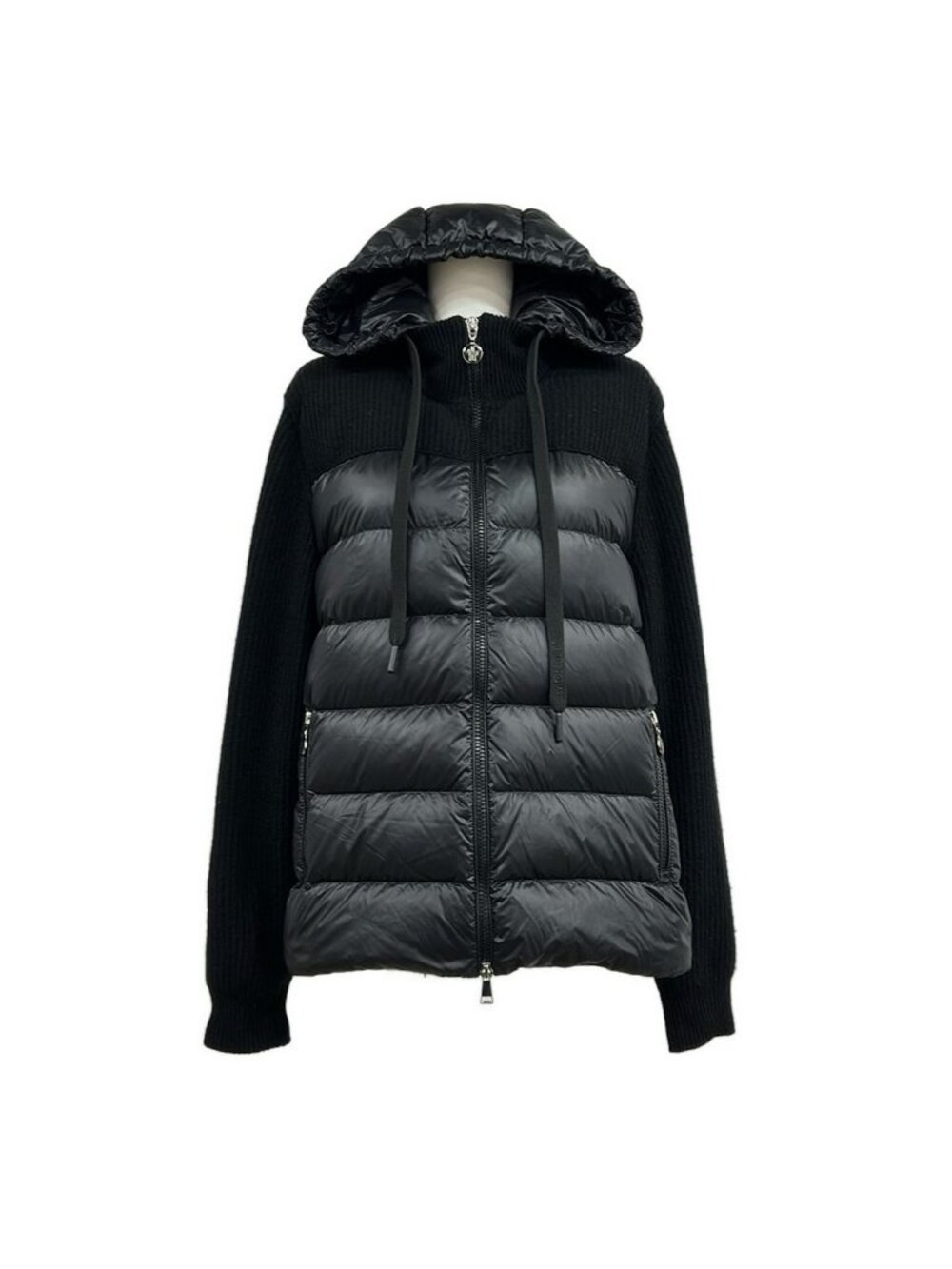 Moncler Cardigan Tricot Black Long Sleeve Hood